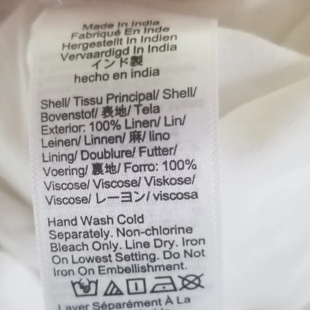 NWT J. Crew Collection Linen Women's Ivory Skirt  Shell embellishments Sz 20